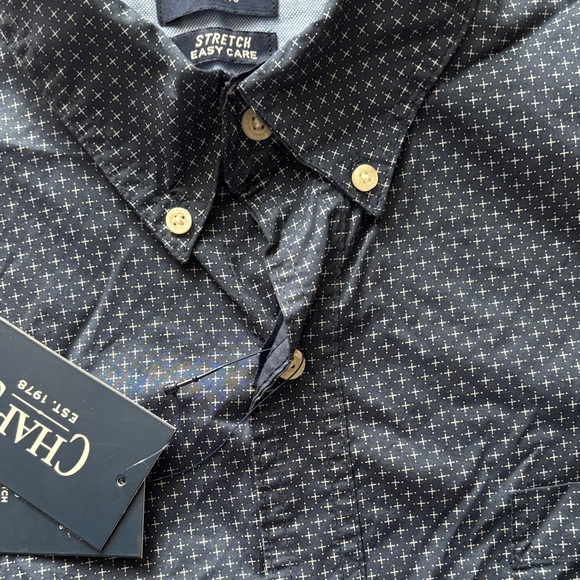 Chaps Navy Polka Dot Button-Down Shirt - Picture 3 of 7
